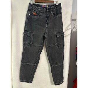 Empyre Y2K Loose Fit Denim Cargo Pants Mens Size 30 Black Washed Skate